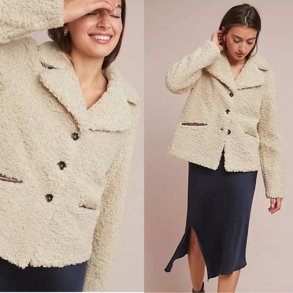 Anthropologie x‎ Marrakech Dee Sherpa Teddy Fleece Jacket Size Large NWT RARE
